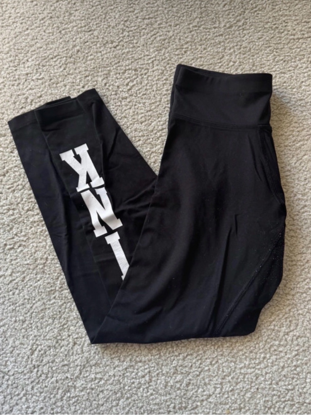 Victoria's Secret Black Leggings with White PINK Leg Logo